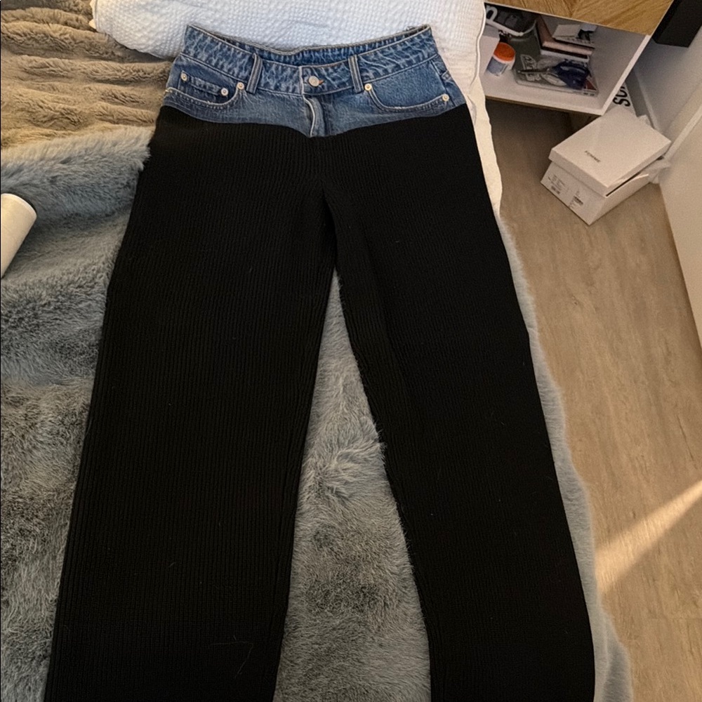 Black and Blue Two-Tone Pants